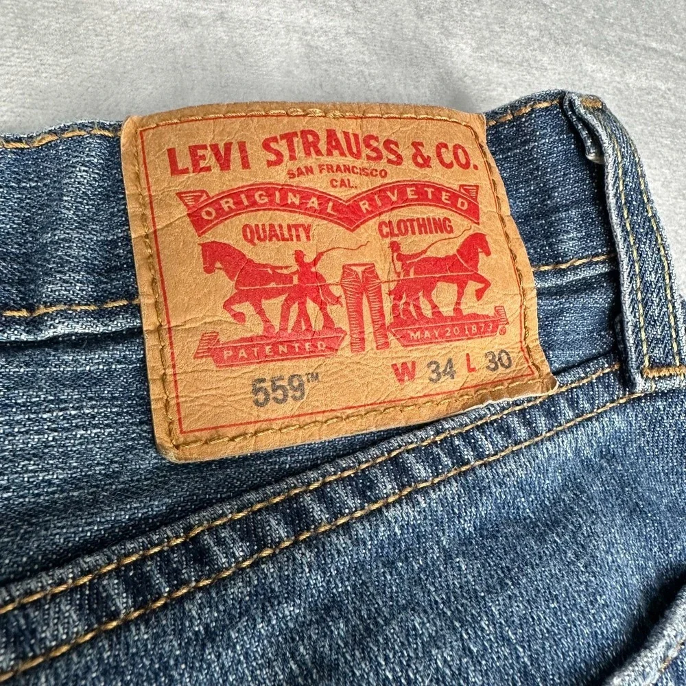 Levis 559 Jeans Mens 34x30 Blue Regular Straight Mid Rise Medium Wash